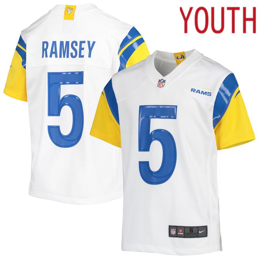 Youth Los Angeles Rams #5 Jalen Ramsey Nike White Game NFL Jersey